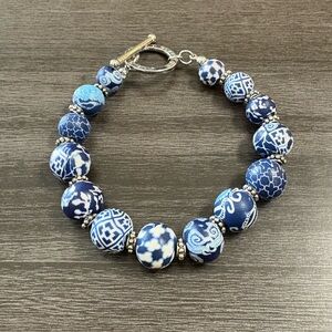 Blue Jilzara Premium Clay Bead Toggle Bracelet